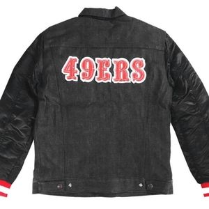 NFL 49ERS Denim Satin Varsity Trucker Jacket Special Edition